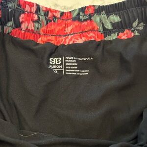 Albion Black Shorts with Red Floral Design